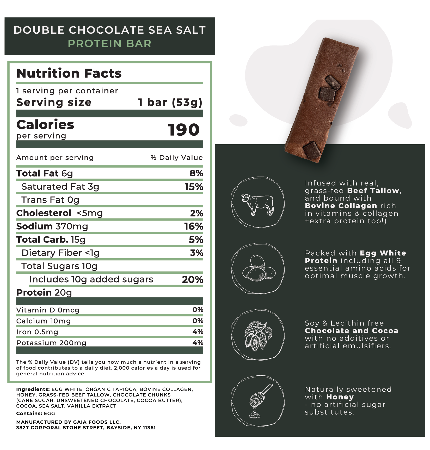 Seed Oil Free Double Chocolate Sea Salt Protein Bar