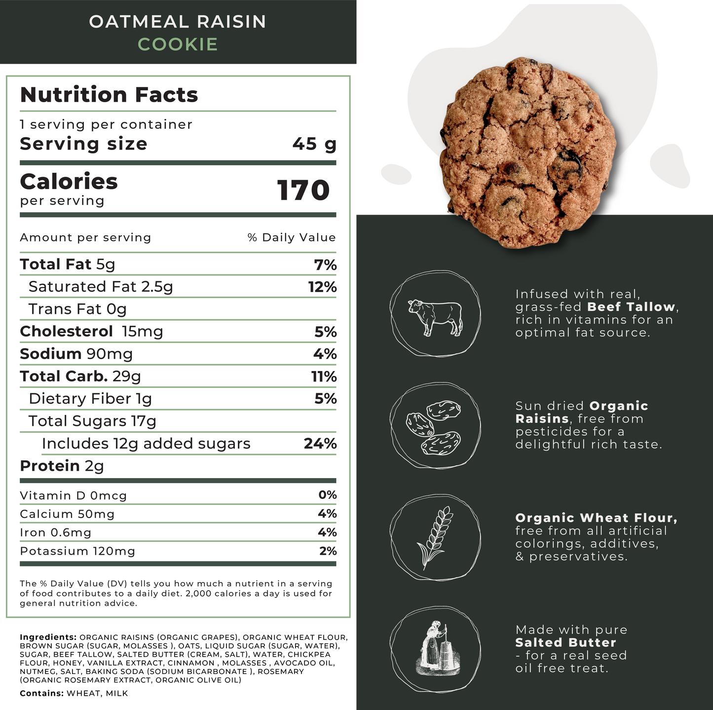 Seed Oil Free Oatmeal Raisin Cookies