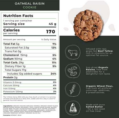 Seed Oil Free Oatmeal Raisin Cookies
